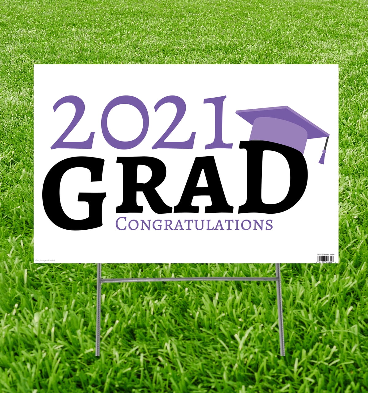 23 x 15 in. 2021 Grad Yard Sign, Purple