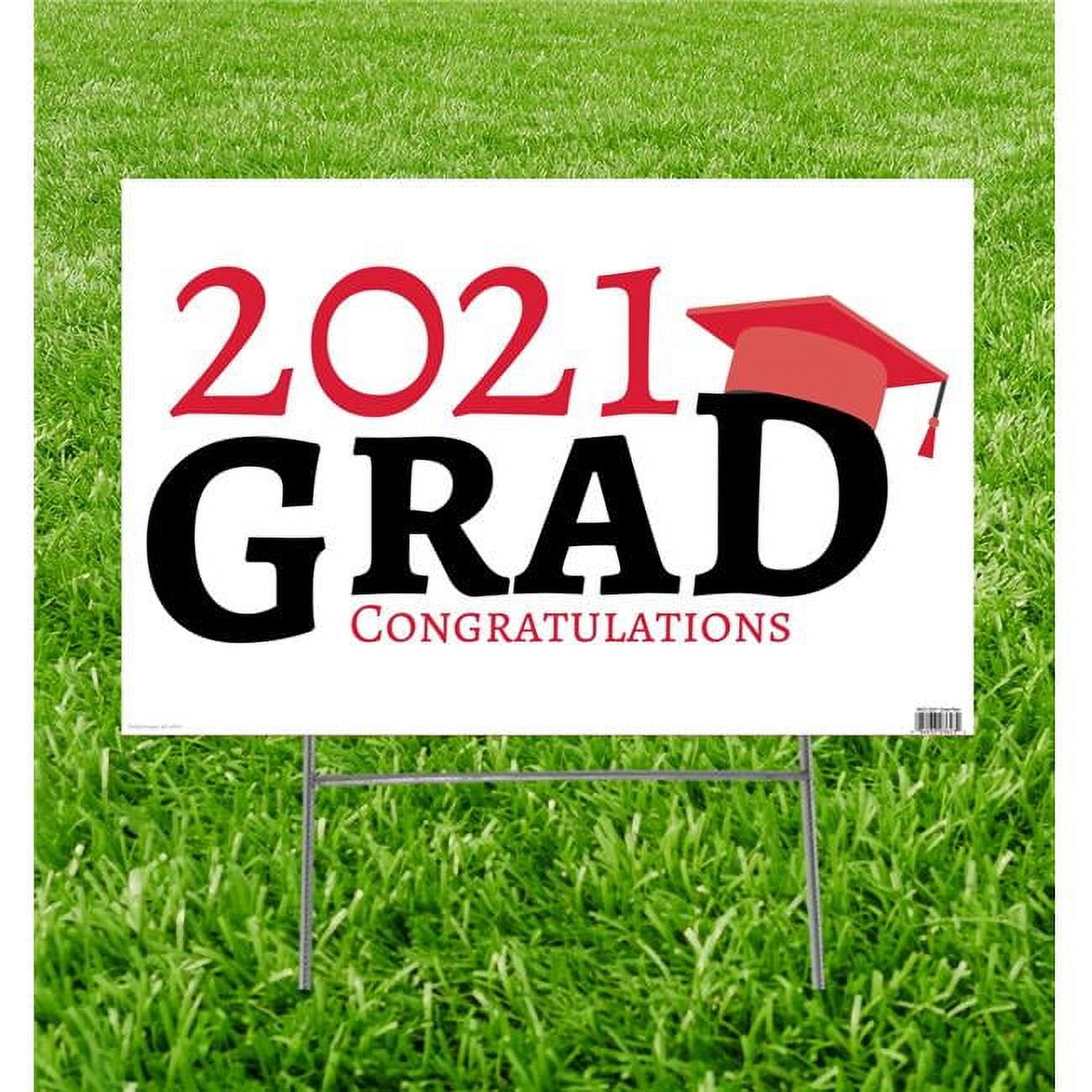 23 x 15 in. 2021 Grad Yard Sign, Red