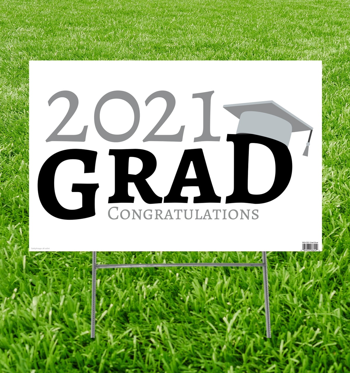 3624 23 x 15 in. 2021 Grad Yard Sign, Silver