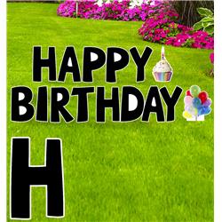 15 x 10 in. Happy Birthday Yard Sign, Black