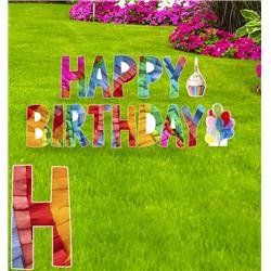 3651 15 x 10 in. Happy Birthday Crate Paper Yard Sign