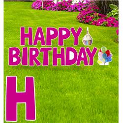 3654 15 x 10 in. Happy Birthday Yard Sign, Pink
