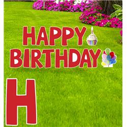 15 x 10 in. Happy Birthday Yard Sign, Red