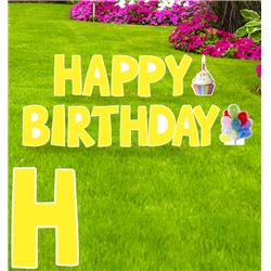 3658 15 x 10 in. Happy Birthday Yard Sign, Yellow