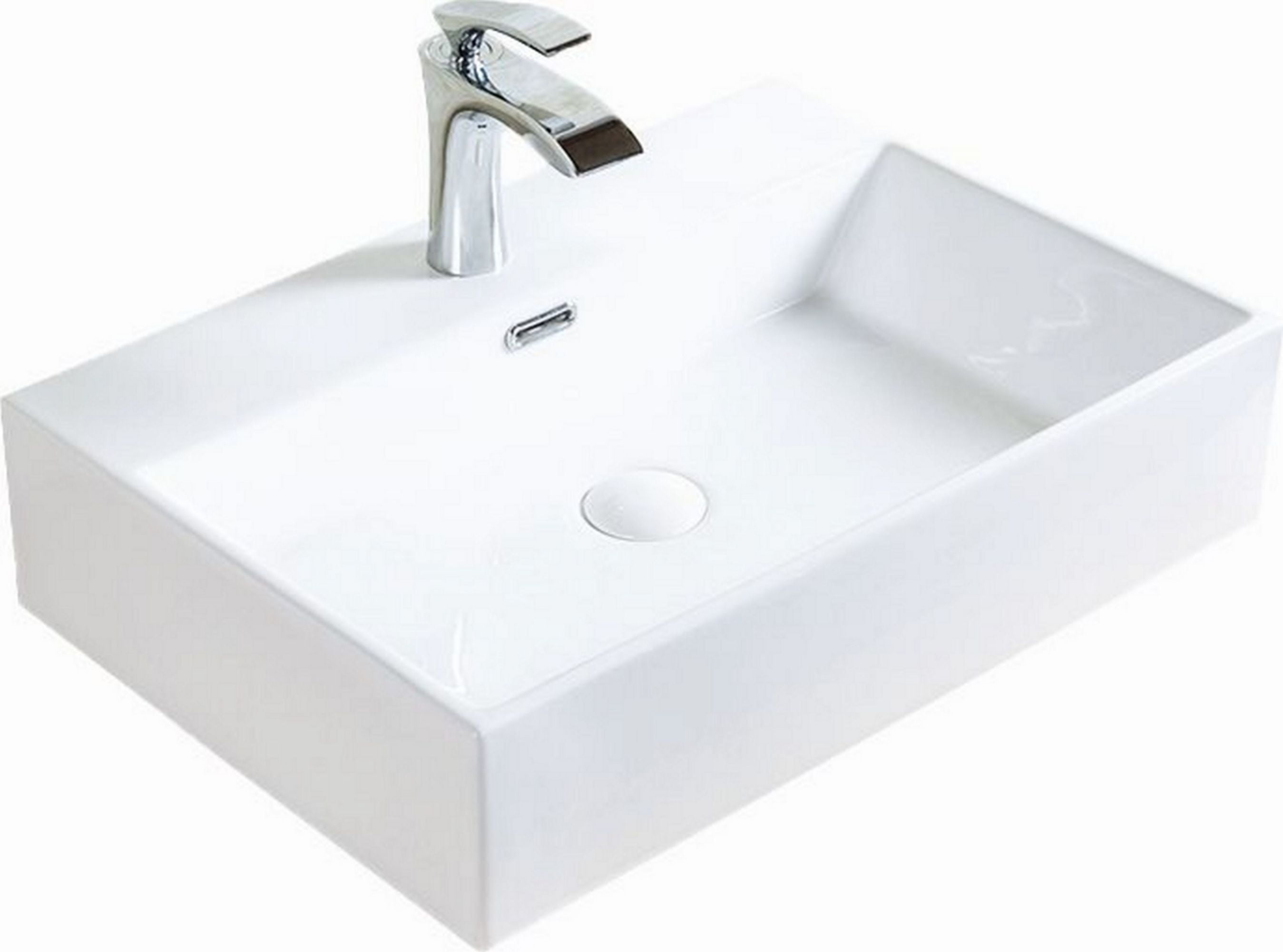 Picture of A & E Bath CCB-381 Xander Over the Counter Vessel Ceramic Basin Sink&#44; Glossy White - 23.62 x 16.56 x 5.68 in.