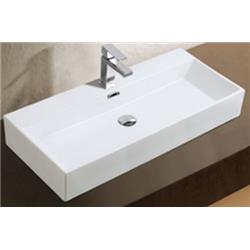 Picture of A & E Bath CCB-383 Dasha Over the Counter Vessel Ceramic Basin Sink&#44; Glossy White - 39.37 x 16.56 x 5.68 in.