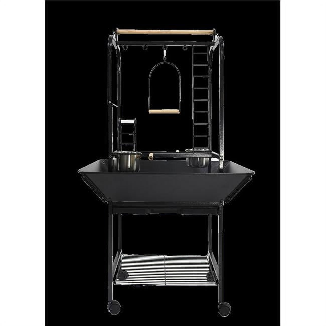 Picture of A&E Cage J2625 Black 26 x 25 x 48 in. Parrot Play Stand with Ladders & Toy Hooks&#44; Black