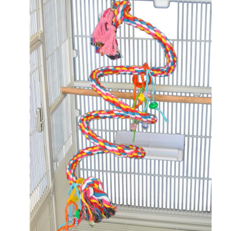 Picture of A&E Cage HB552F Fancy Medium Rainbow Cotton Rope Boing with Bell