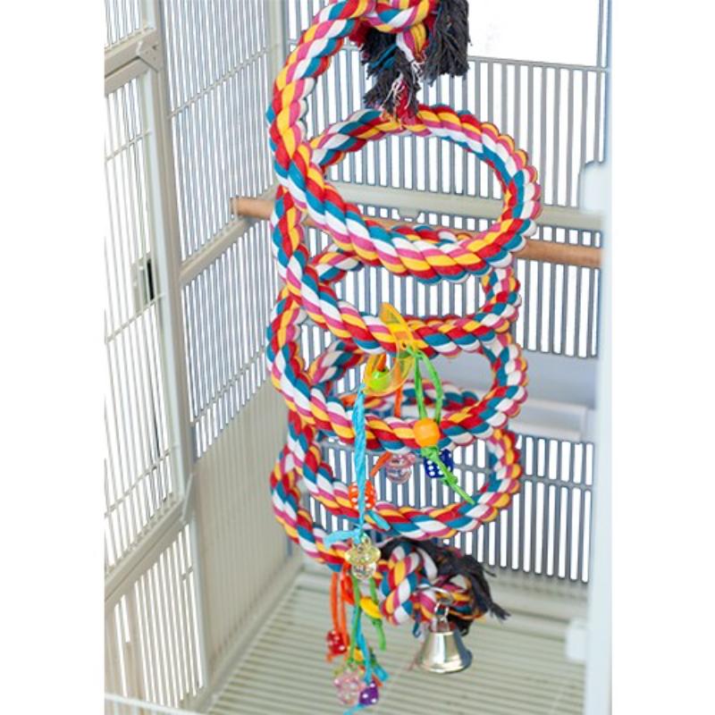 Picture of A&E Cage HB556F Fancy Extra Large Rainbow Cotton Rope Boing with Bell
