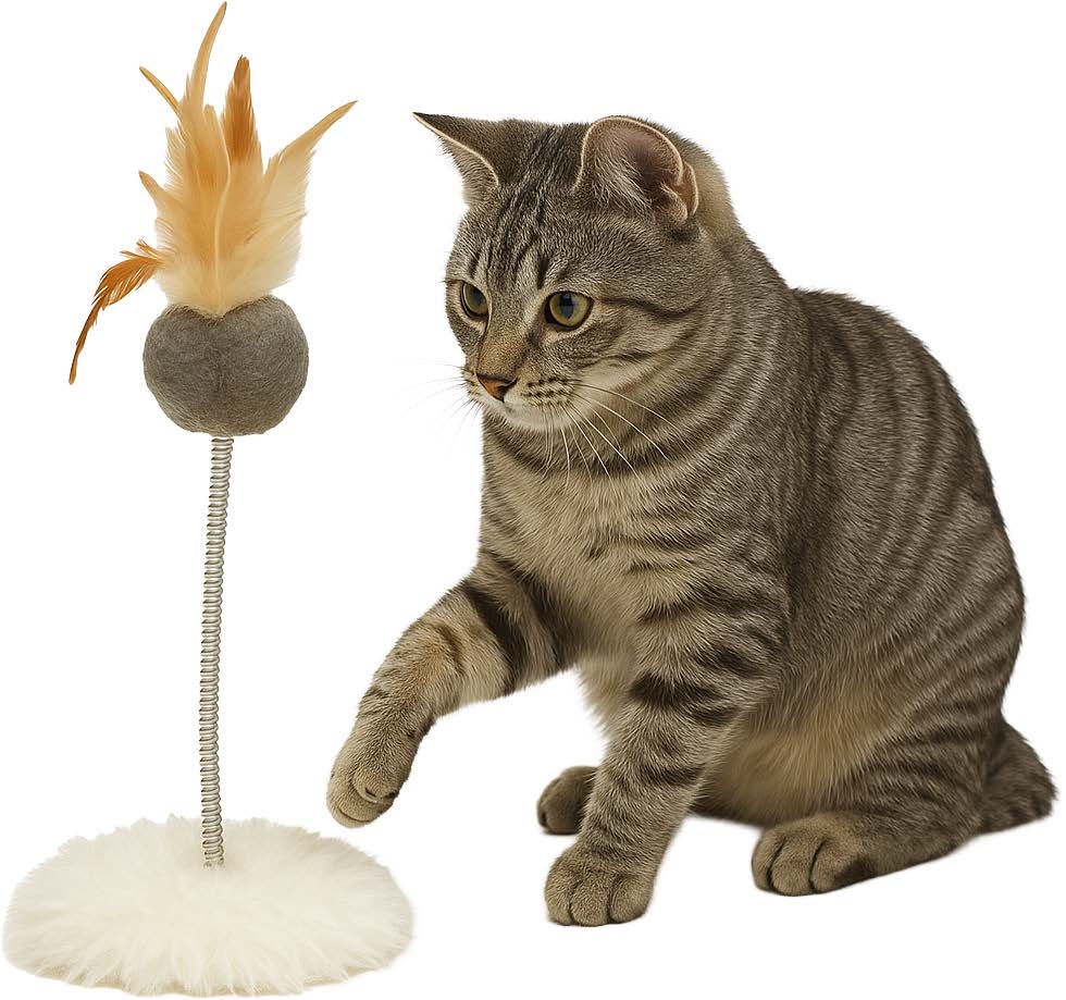 CAT001  Spring Tail Teaser Interactive Cat Post, 6'L x 6'W x 12'H