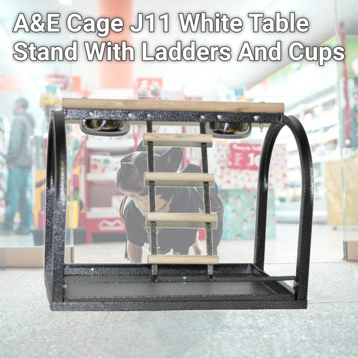 Picture of A&E Cage J11 White Table Stand With Ladders And Cups