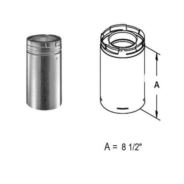 Picture of Duravent D46DVA-08A 4 x 6 in. Direct Vent Pro - 8.5 in. Pipe Extension - Galvanized