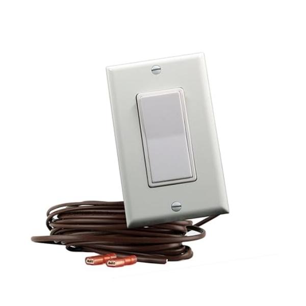 WS 20 ft. Wall Switch with Wired Wall Mounted On & Off Fireplace Control - 18-2 Low Volt Wire