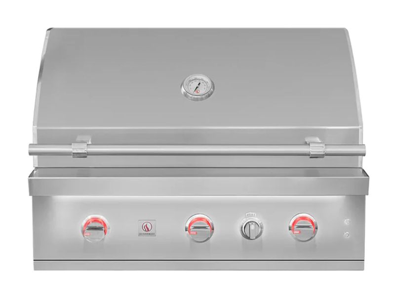 QST36-LP 36 in. Liquid Propane Quest Grill with 3 Burner, Rear Burner & 2 Piece WarmiNatural Gas Rack