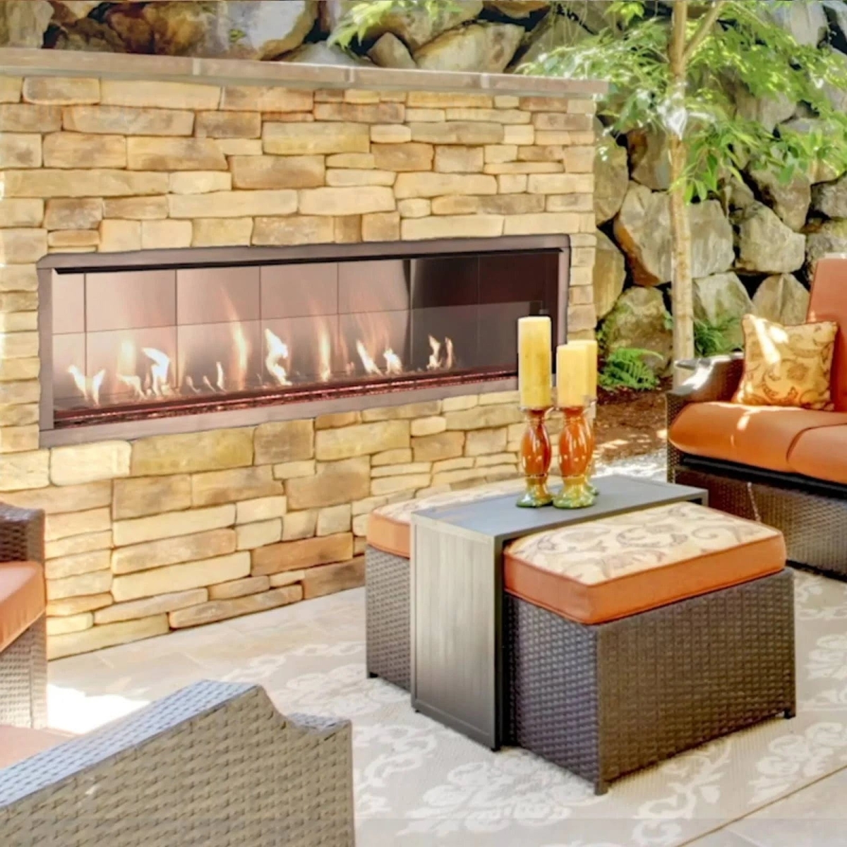 ODLVF48ZEN. 48 in. VRE4600 Series Vent-Free Linear Outdoor Fireplace, Electronic Ignition - F4834