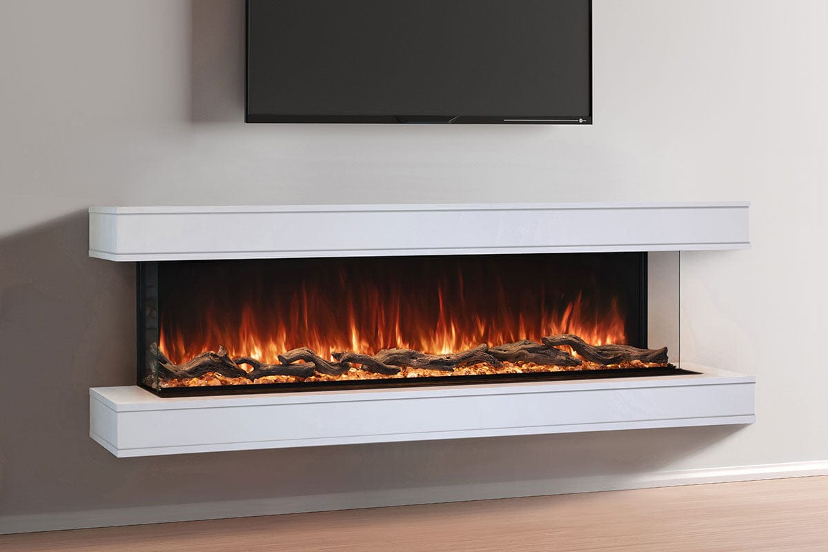 Picture of Modern Flames WSS-OR60-RTF 60 in. Orion Heliovision Electric Fireplace Wall Mount Studio Suite Floating Mantel Set - White Ready to Paint