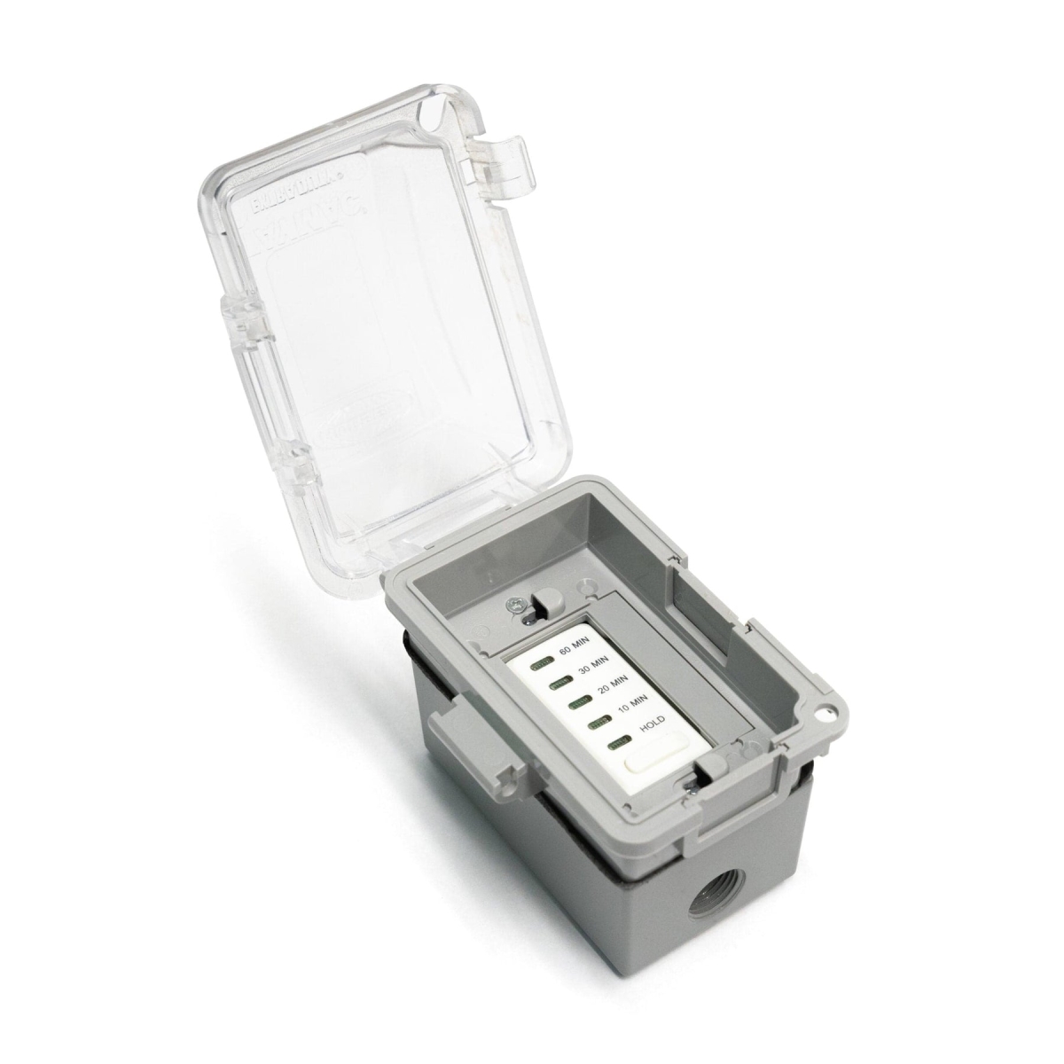 Picture of Outdoor Plus OPT-BTTS 110V 1-Hour Push Button Timer in Outdoor Electrical Box