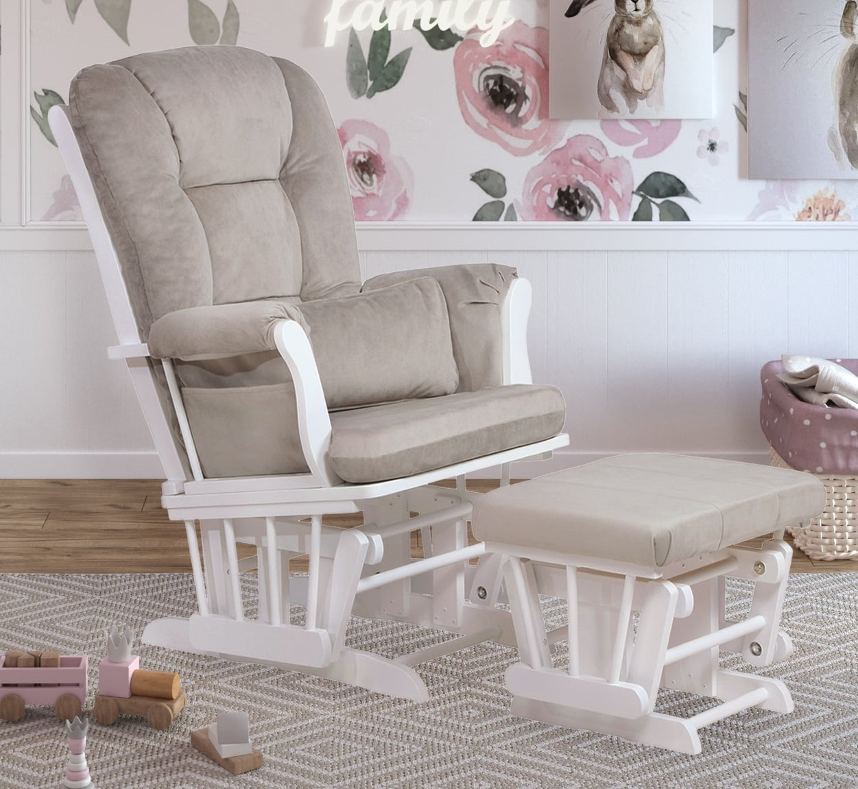 Picture of Afg Baby Furniture GL7226W Alice Glider Chair & Ottoman with Pillow&#44; White