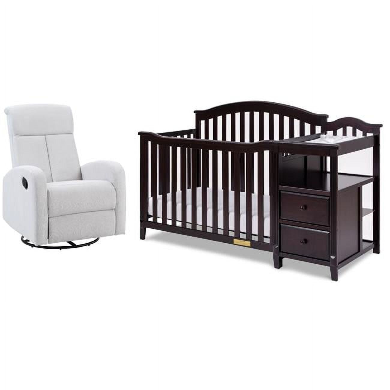 4566E-GR719G 46 x 73 x 30 in. Kali 4-in-1 Convertible Crib & Changer with Amber Swivel Glider Recliner, Espresso & Gray -  AFG Baby Furniture, 4566E+GR719G