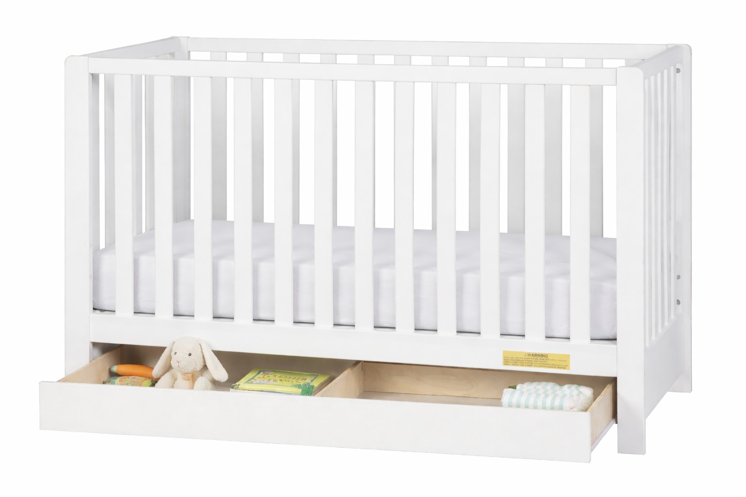 638W Emma 4-in-1 Convertible Crib with Drawer, White