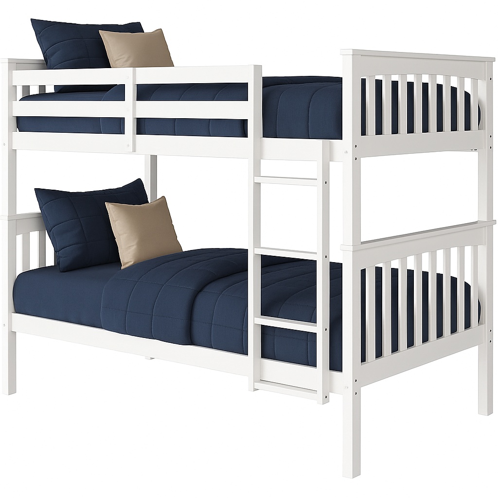 71450-21W-TT BR Twin Over Twin Bunk Bed - White