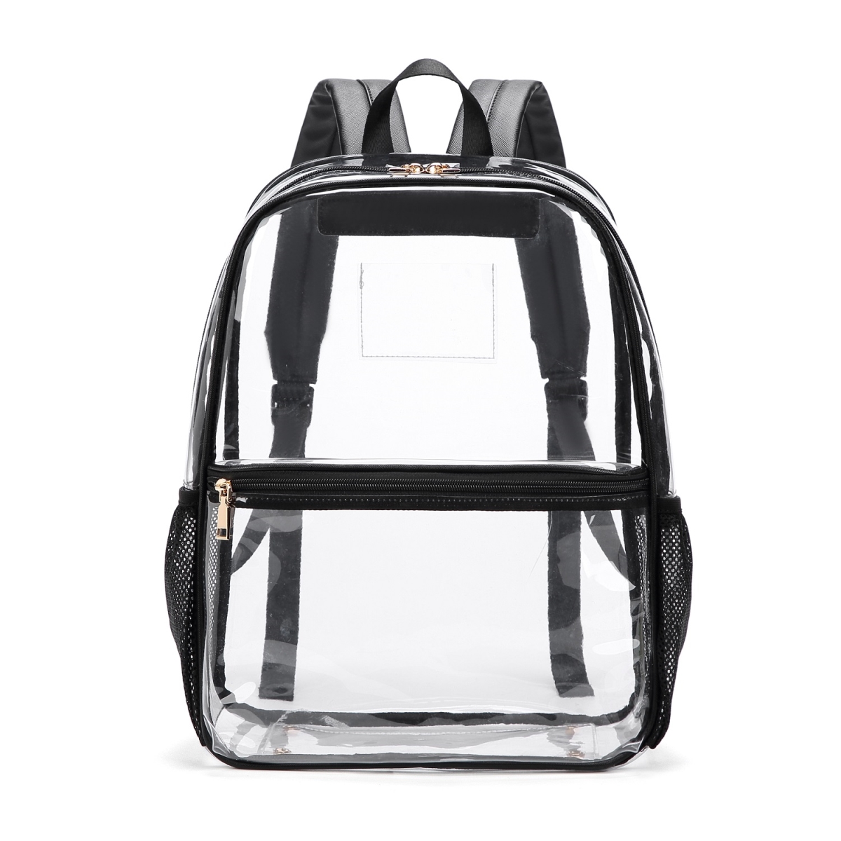CL102W Lightweight Transparent Clear Backpack with PU Shoulder Traps and Mesh Pockets