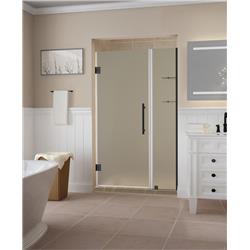 SDR960F-ORB-5727-10 Belmore GS 56.25 to 57.25 x 72 in. Frameless Hinged Shower Door with Frosted Glass & Glass Shelves - Oil Rubbed Bronze -  Aston