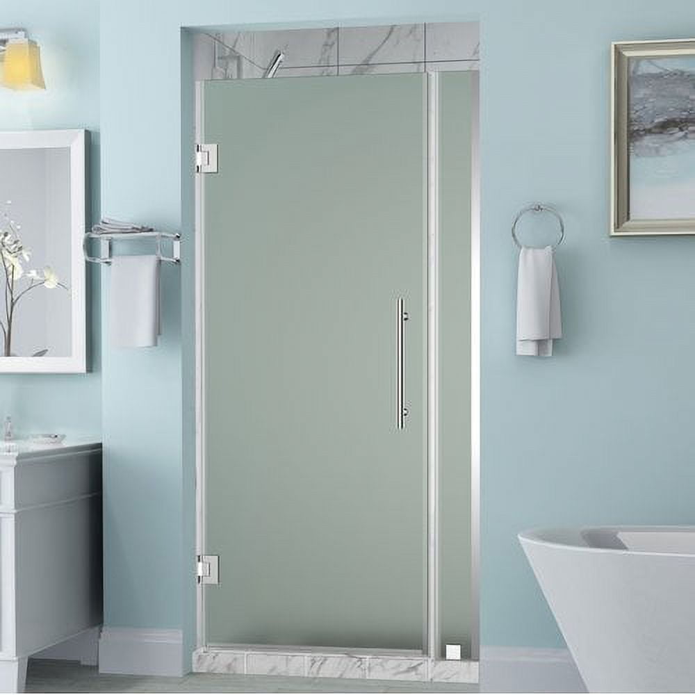 Belmore Frameless Hinged Shower Door with Frosted Glass - Chrome