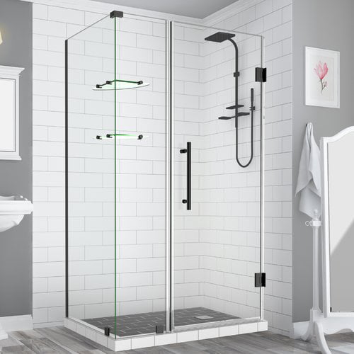 BromleyGS Frameless Corner Hinged Shower Enclosure - Oil Rubbed Bronze