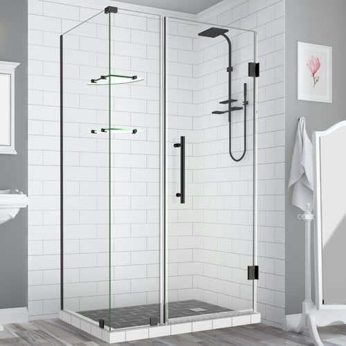 BromleyGS Frameless Corner Hinged Shower Enclosure - Oil Rubbed Bronze