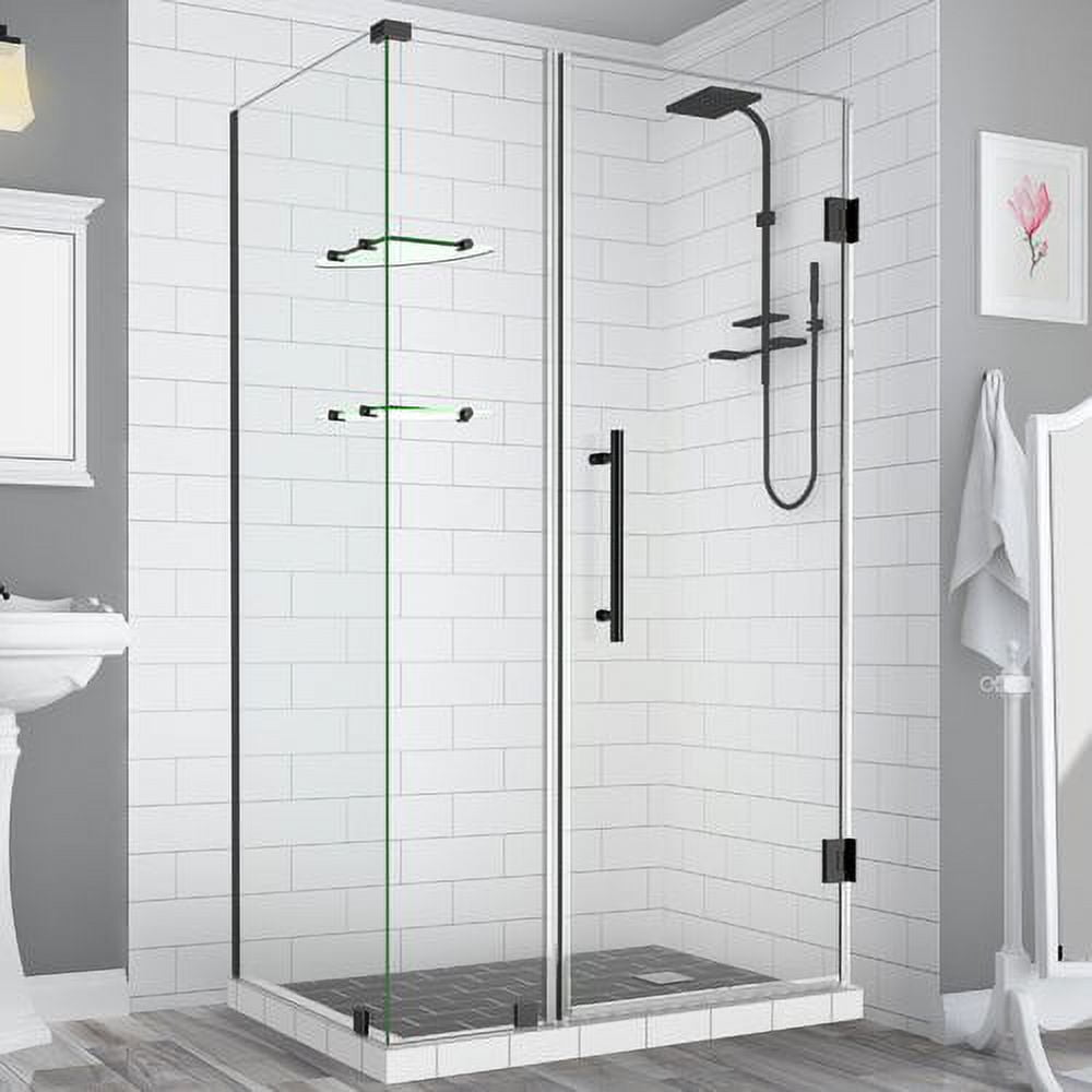 BromleyGS Frameless Corner Hinged Shower Enclosure - Oil Rubbed Bronze - 43.25 to 44.25 x 34.375 x 72 in.