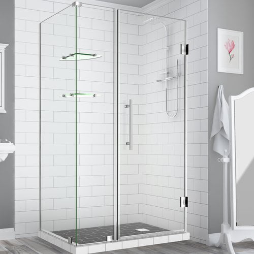 BromleyGS Frameless Corner Hinged Shower Enclosure - Stainless Steel