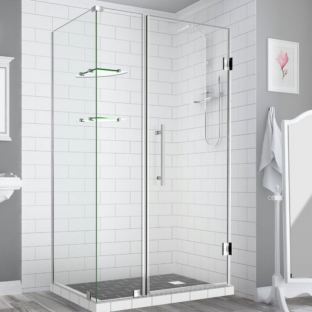 BromleyGS Frameless Corner Hinged Shower Enclosure - Stainless Steel