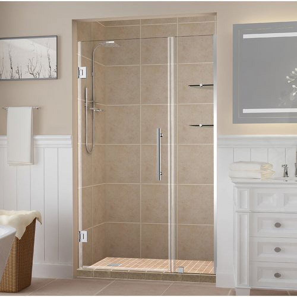 Picture of Aston SDR960EZ-CH-3622-10 Belmore GS 35.25 to 36.25 x 72 in. Frameless Hinged Shower Door with Glass Shelves - Chrome