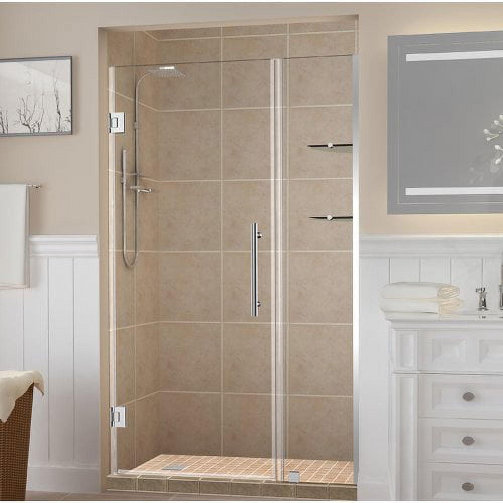 Picture of Aston SDR960EZ-CH-3824-10 Belmore GS 37.25 to 38.25 x 72 in. Frameless Hinged Shower Door with Glass Shelves - Chrome