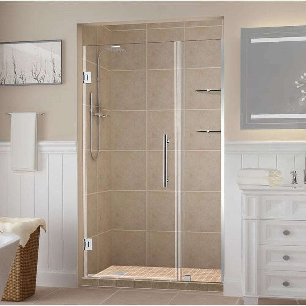 Picture of Aston SDR960EZ-CH-3925-10 Belmore GS 38.25 to 39.25 x 72 in. Frameless Hinged Shower Door with Glass Shelves - Chrome