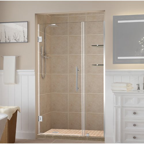 Picture of Aston SDR960EZ-CH-4228-10 Belmore GS 41.25 to 42.25 x 72 in. Frameless Hinged Shower Door with Glass Shelves - Chrome