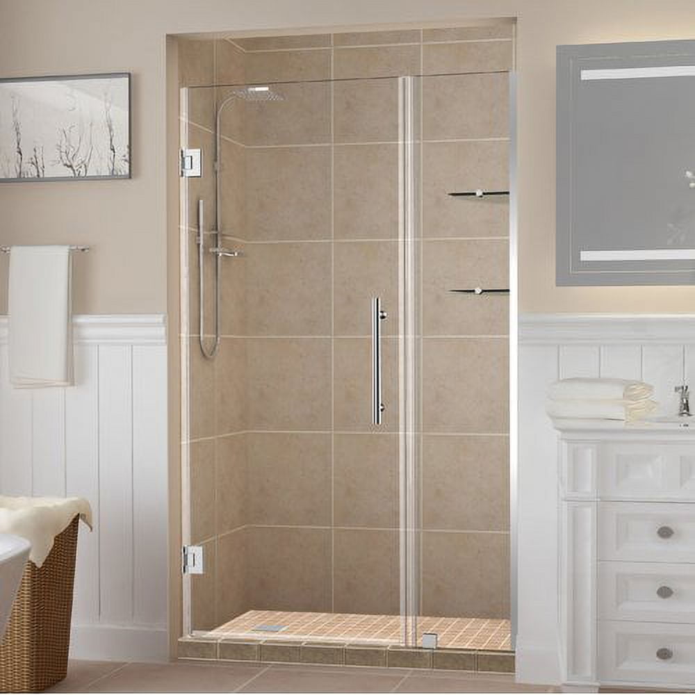 Picture of Aston SDR960EZ-CH-4430-10 Belmore GS 43.25 to 44.25 x 72 in. Frameless Hinged Shower Door with Glass Shelves - Chrome