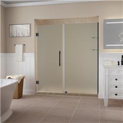 SDR960F-ORB-6830-10 Belmore GS 67.25 to 68.25 x 72 in. Frameless Hinged Shower Door with Frosted Glass & Glass Shelves - Oil Rubbed Bronze