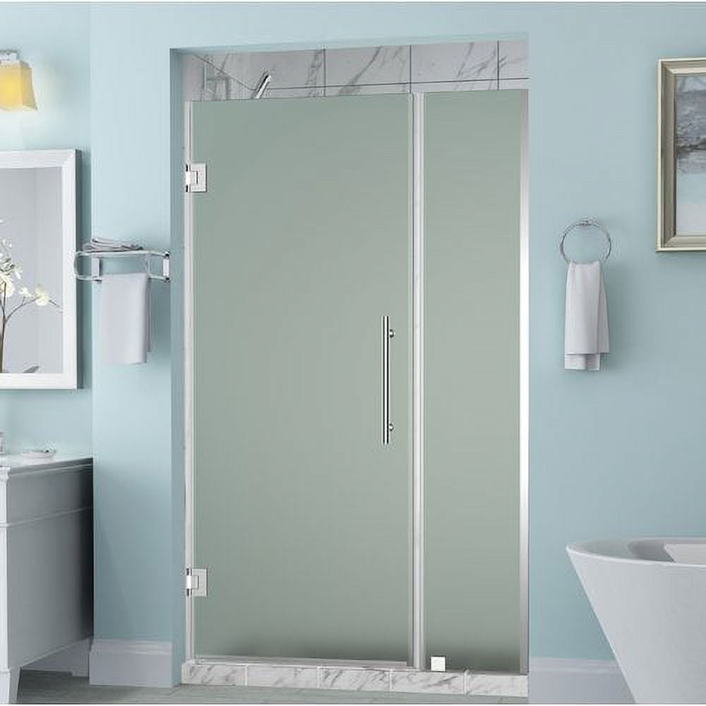 SDR965F-CH-4632-10 Belmore 45.25 to 46.25 x 72 in. Frameless Hinged Shower Door with Frosted Glass - Chrome -  Aston