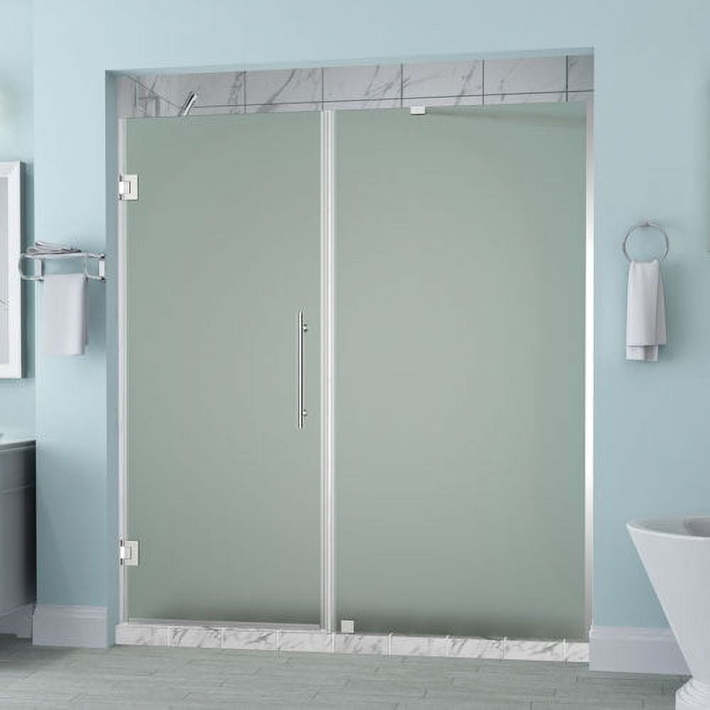 Belmore Frameless Hinged Shower Door with Frosted Glass - Chrome