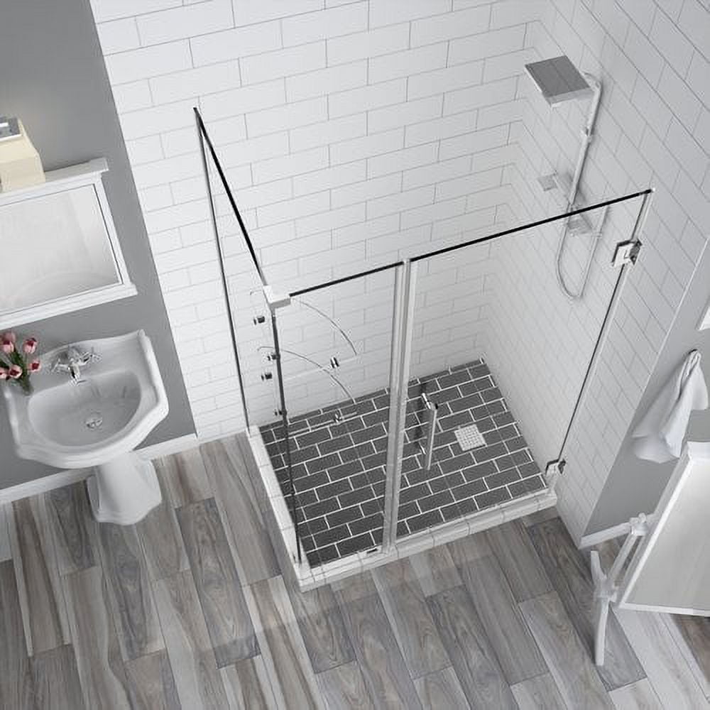 Bromley GS Frameless Corner Hinged Shower Enclosure - Chrome - 72 x 55 x 36.38 in.