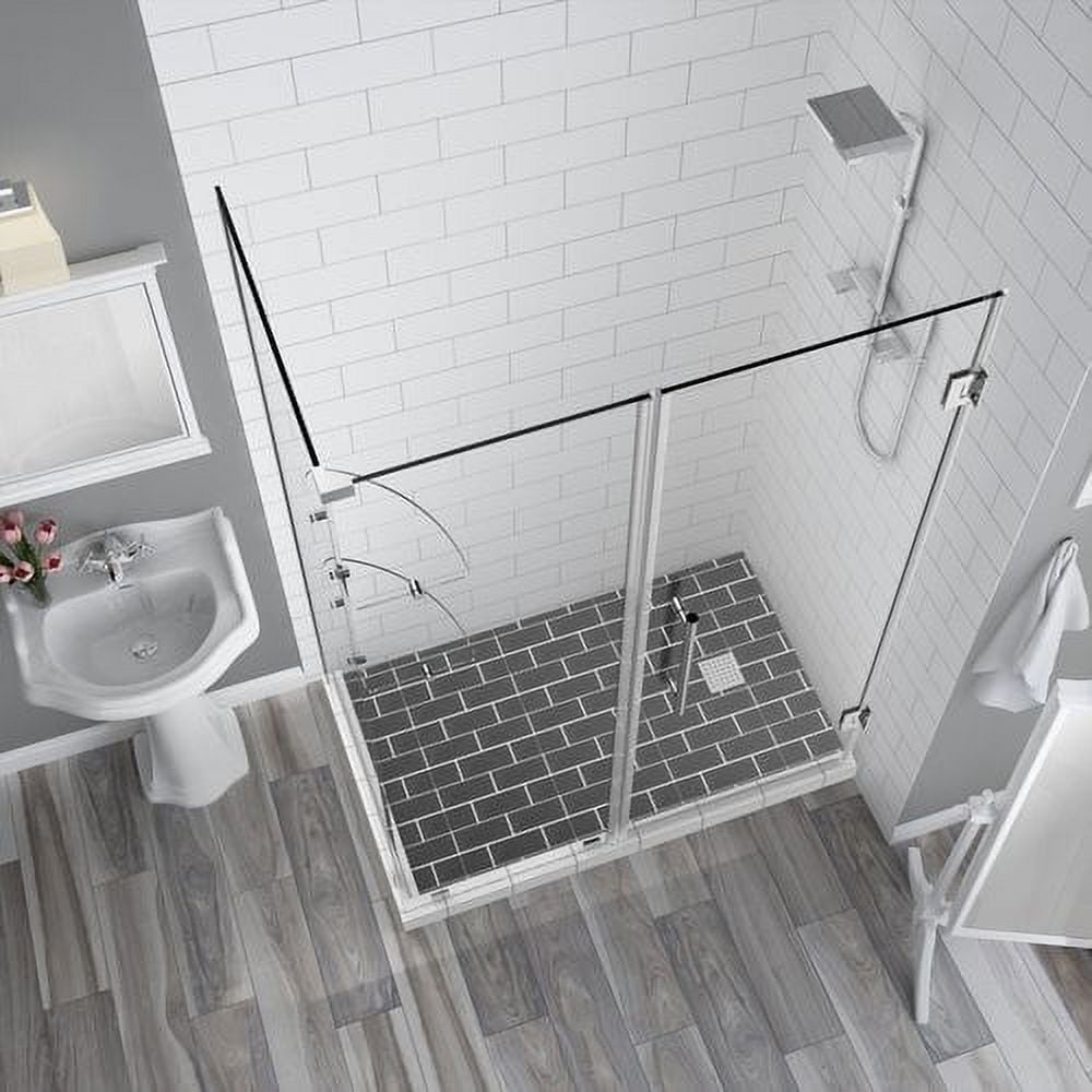 72 x 56 x 32.38 in. Bromley GS Frameless Corner Hinged Shower Enclosure with Glass Shelves, Chrome