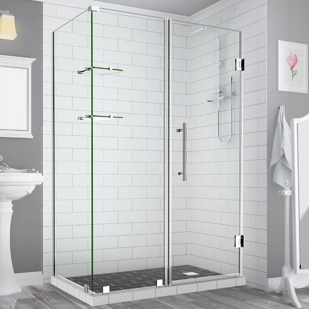 72 x 57 x 30.38 in. Bromley GS Frameless Corner Hinged Shower Enclosure with Glass Shelves, Chrome