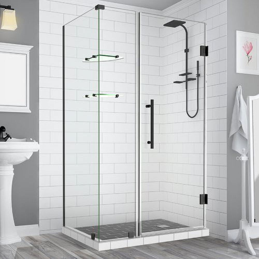 Bromley GS Frameless Corner Hinged Shower Enclosure with Glass Shelves - Oil Rubbed Bronze - 72 x 48 x 32.38 in.