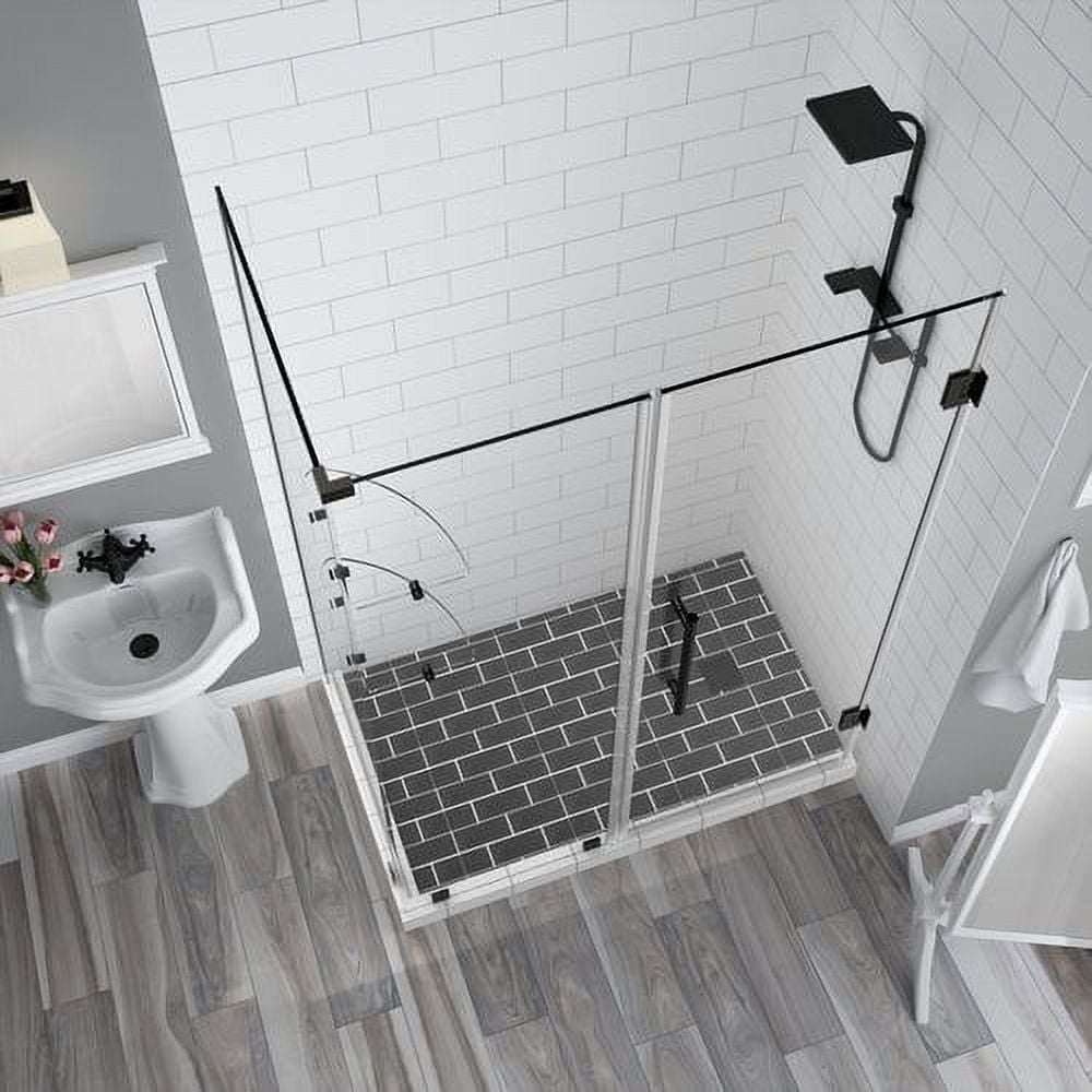 Bromley GS Frameless Corner Hinged Shower Enclosure with Glass Shelves - Oil Rubbed Bronze - 72 x 52 x 32.38 in.