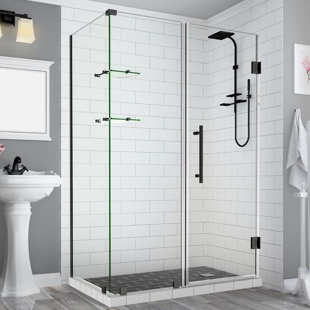 Bromley GS Frameless Corner Hinged Shower Enclosure with Glass Shelves - Oil Rubbed Bronze - 72 x 53 x 36.38 in.
