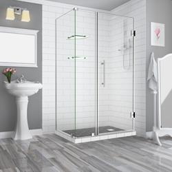 Bromley GS Frameless Corner Hinged Shower Enclosure - Stainless Steel