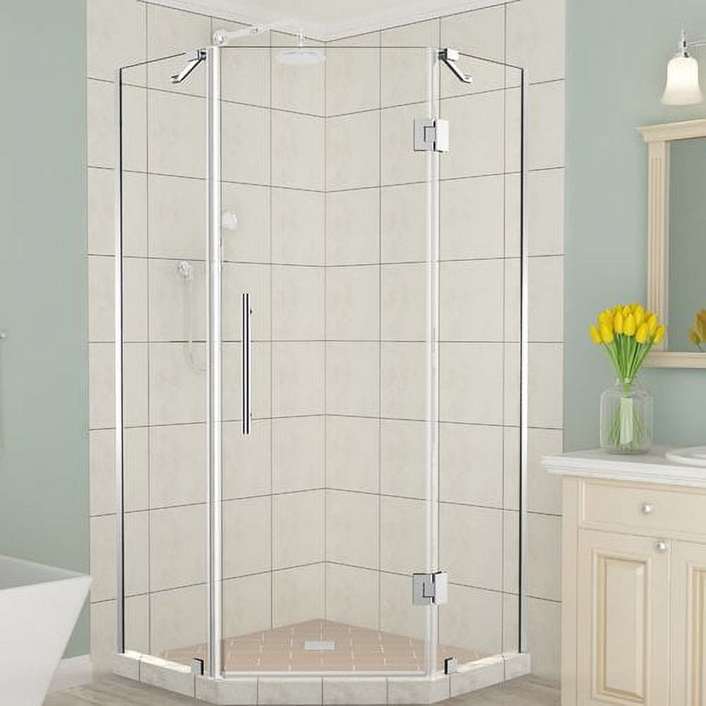 72 x 34 x 34 in. Merrick Frameless Neo-Angle Shower Enclosure, Chrome