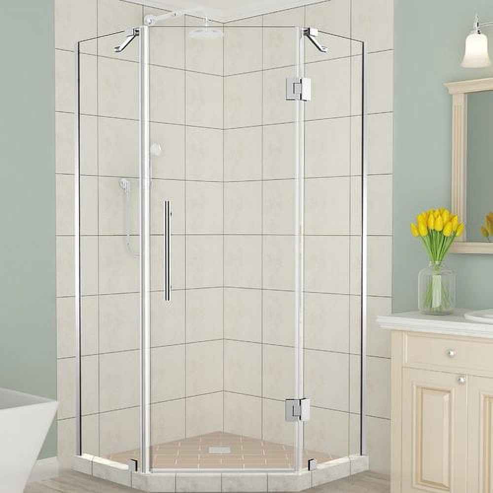 72 x 36 x 36 in. Merrick Frameless Neo-Angle Shower Enclosure, Chrome